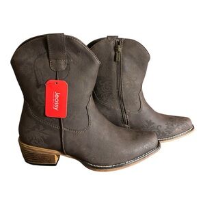 Jeossy Women’s Short Western Cowboy Ankle Boots, Dark Brown, Size 7, NWT